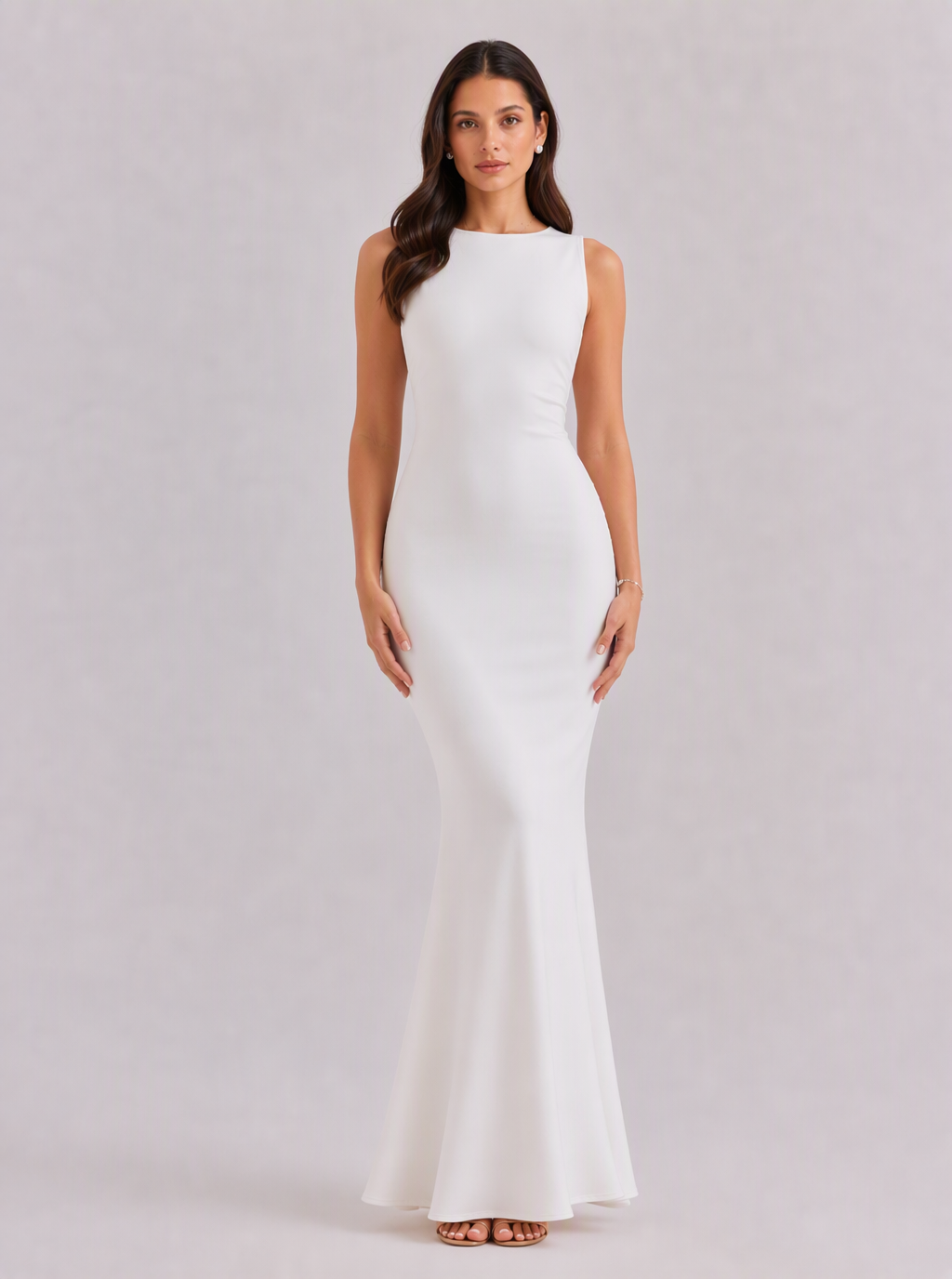 Zephrina Carmelina low-back satin maxi dress in white