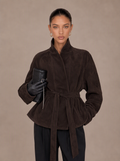 Zephrina Ines belted suede peplum jacket