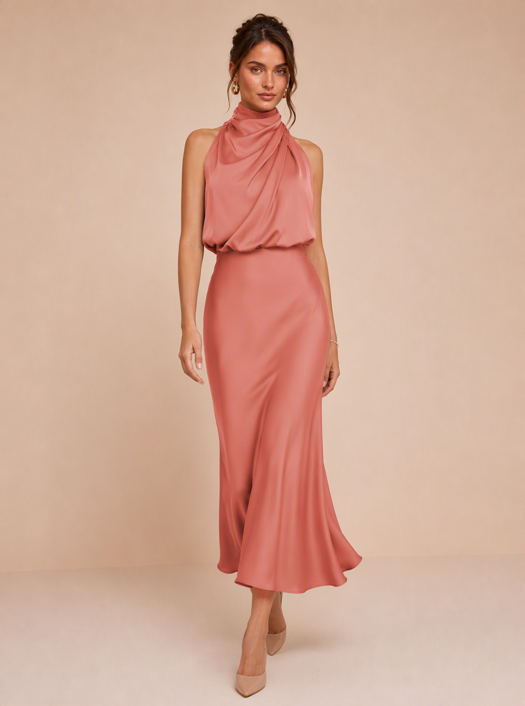 Zephrina Ismeria draped satin midi dress