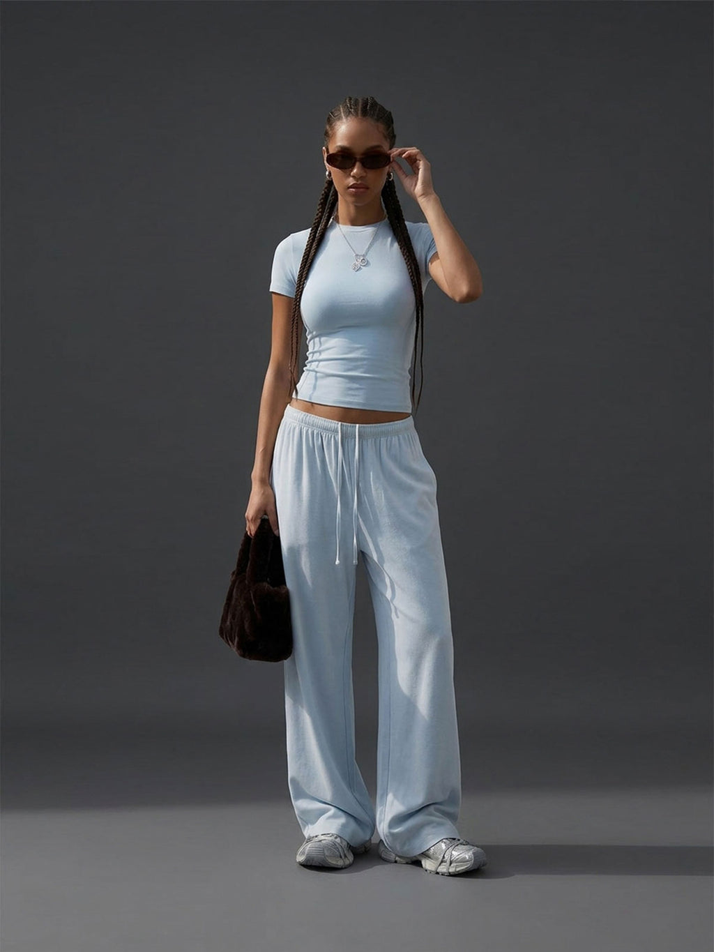 Fitted Short-Sleeve Tee & Straight-Leg Pants Set