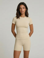 Barbara Basic Rundhals Cropped T-Shirt