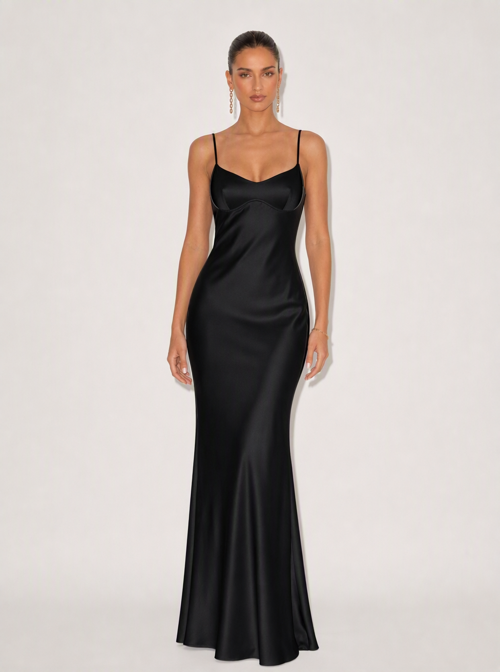 Marielle Satin Lace-Up Maxi Dress