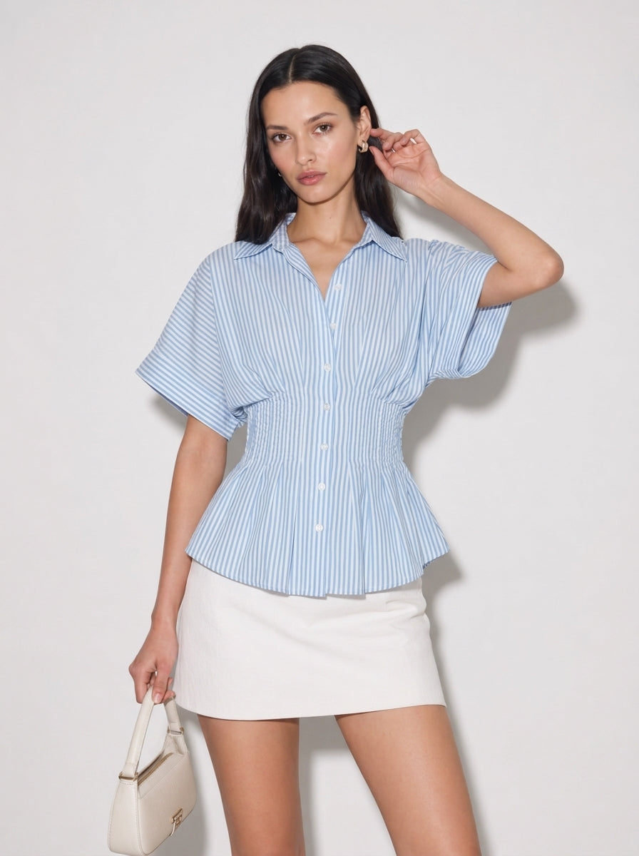 Camicia a righe arricciata Marisol