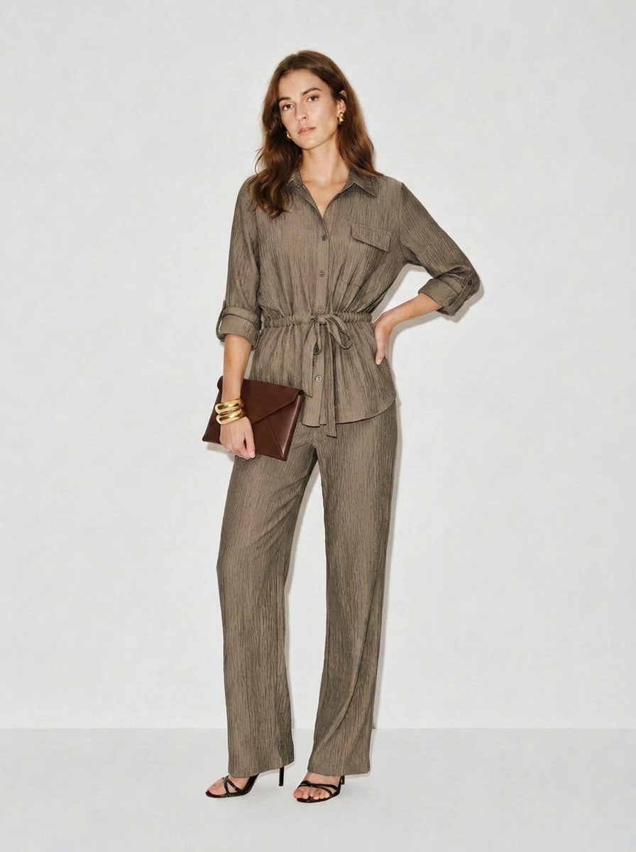 Maren Texturiertes Hemd und Hose Set