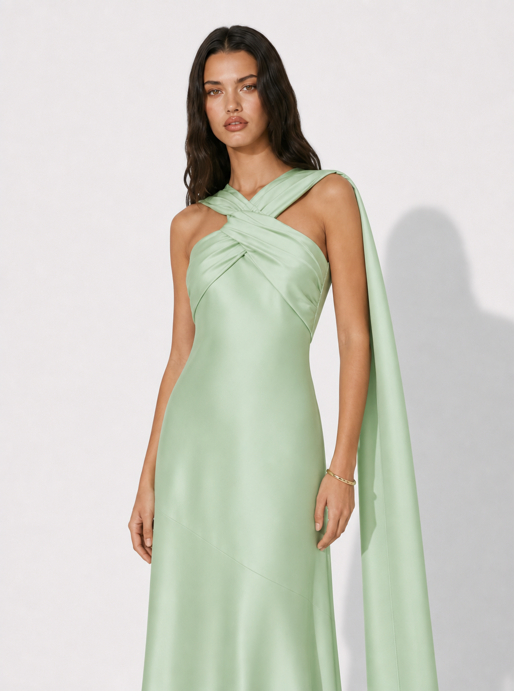 Zephrina Annelise scarf halter maxi dress in green