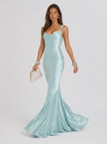 Zephrina satin-look mermaid maxi dress in blue