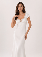 Abito Midi in Raso con Pizzo Lacey