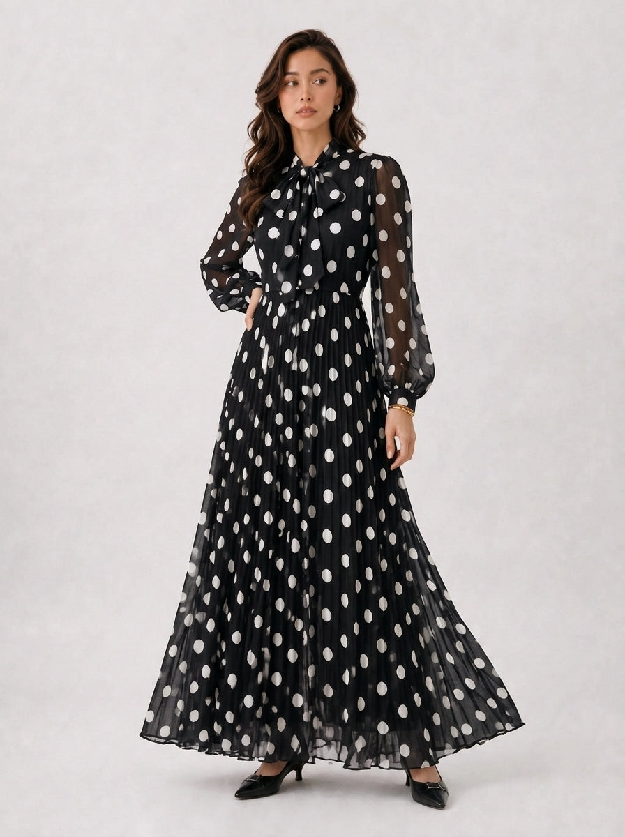 Marcelline Polka Dot Bow Maxi Dress