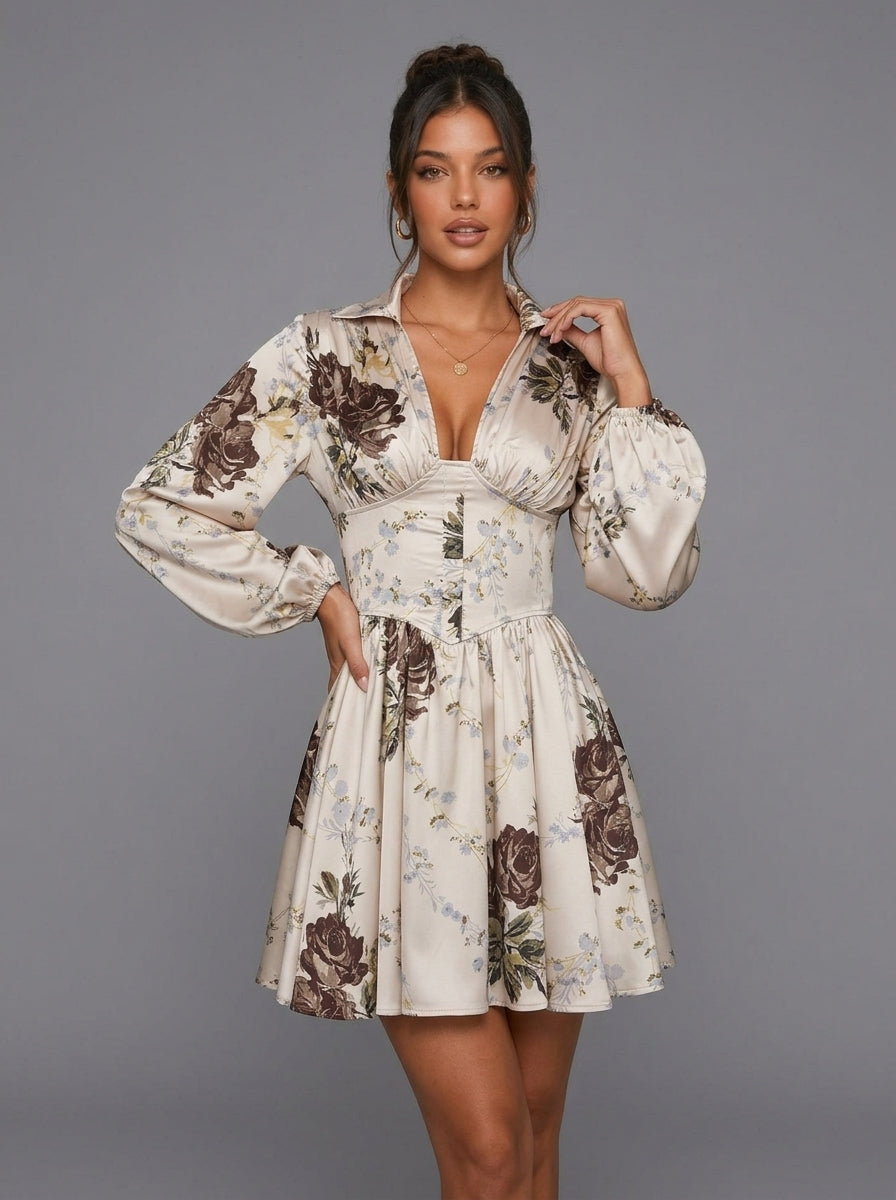 Zephrina Briselle floral satin mini dress