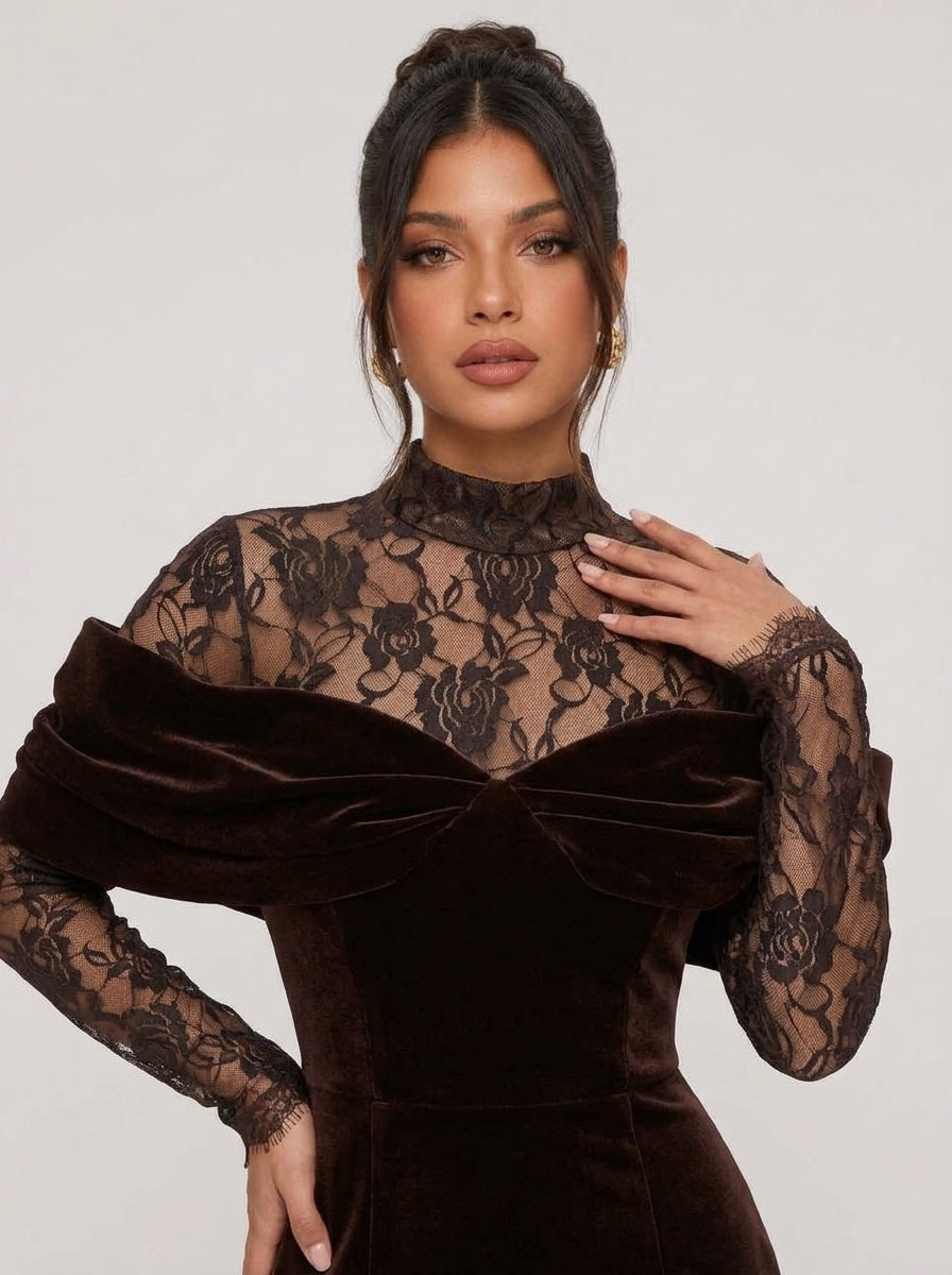 Zephrina Fabiella velvet lace maxi dress
