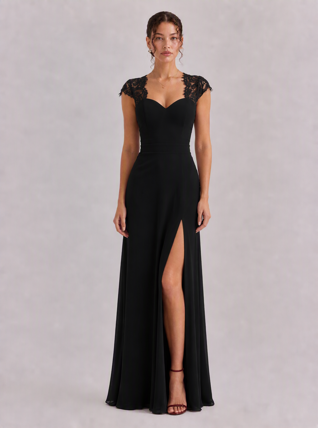 Zephrina Xaviera flutter-sleeve chiffon maxi dress