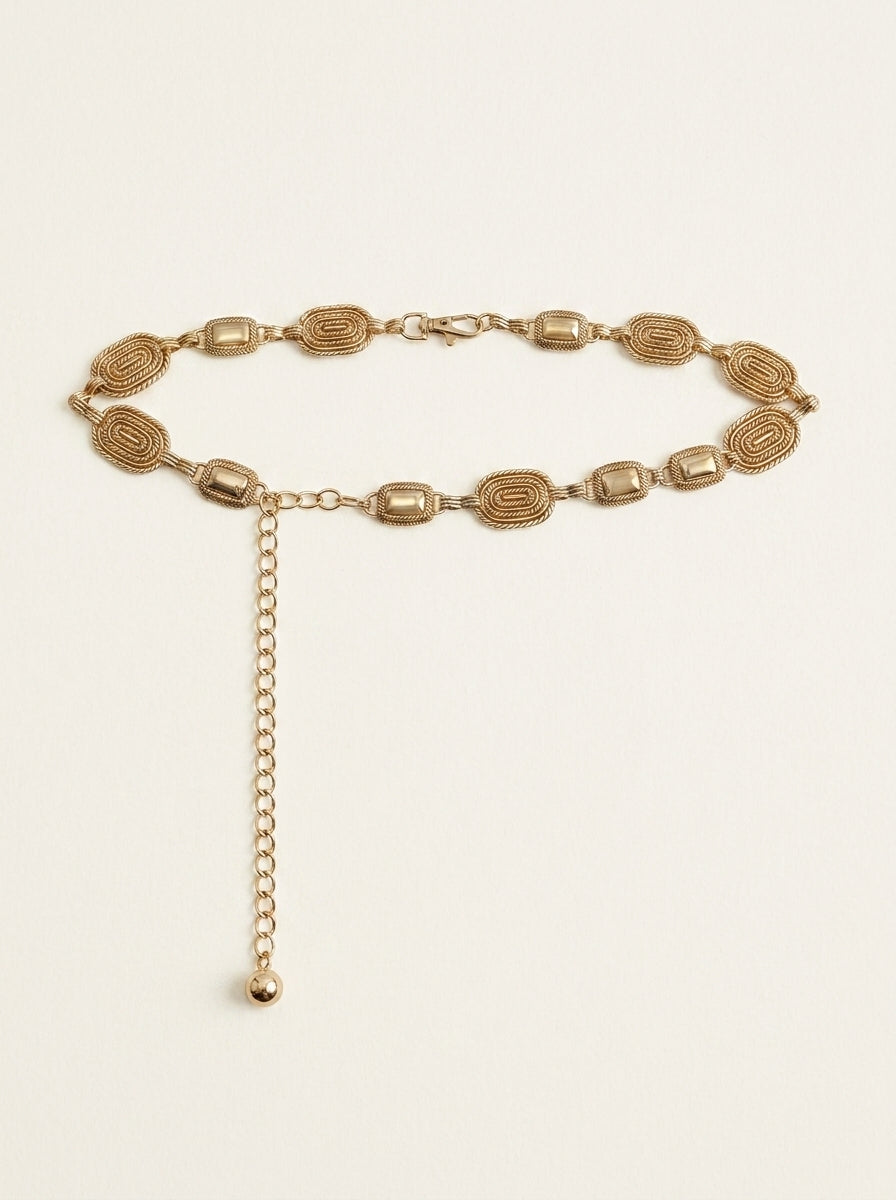 Zephrina Isolde oval chain belt in gold