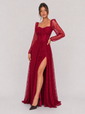 Zephrina Fiora lace high-slit maxi dress