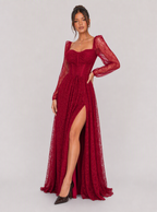 Zephrina Fiora lace high-slit maxi dress