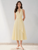 Sadie Midi-Hemdblusenkleid mit Neckholder und Gürtel