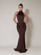 Zephrina Briony halter cutout maxi dress in black