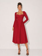 Zephrina Celestine sweetheart knit midi dress in red