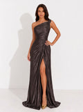 Zephrina Corinne one-shoulder ruched maxi dress