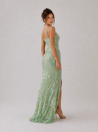 Zephrina Kallista beaded mesh maxi dress