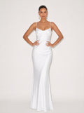 Zephrina Marielle satin lace-up maxi dress in white