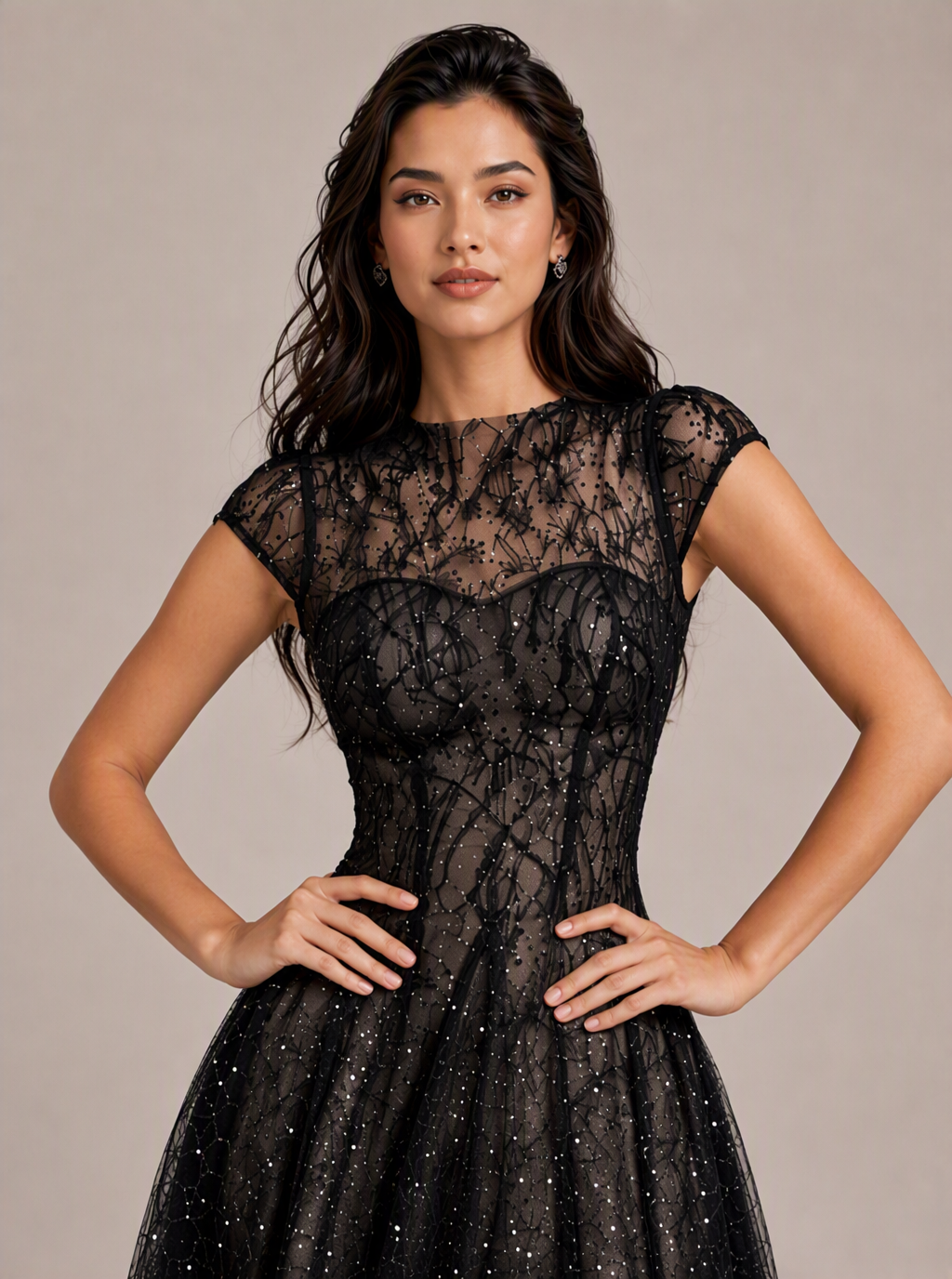 Zephrina Briseis sequin lace midi dress
