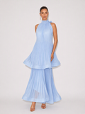 Zephrina Leonie pleated tiered maxi dress in blue