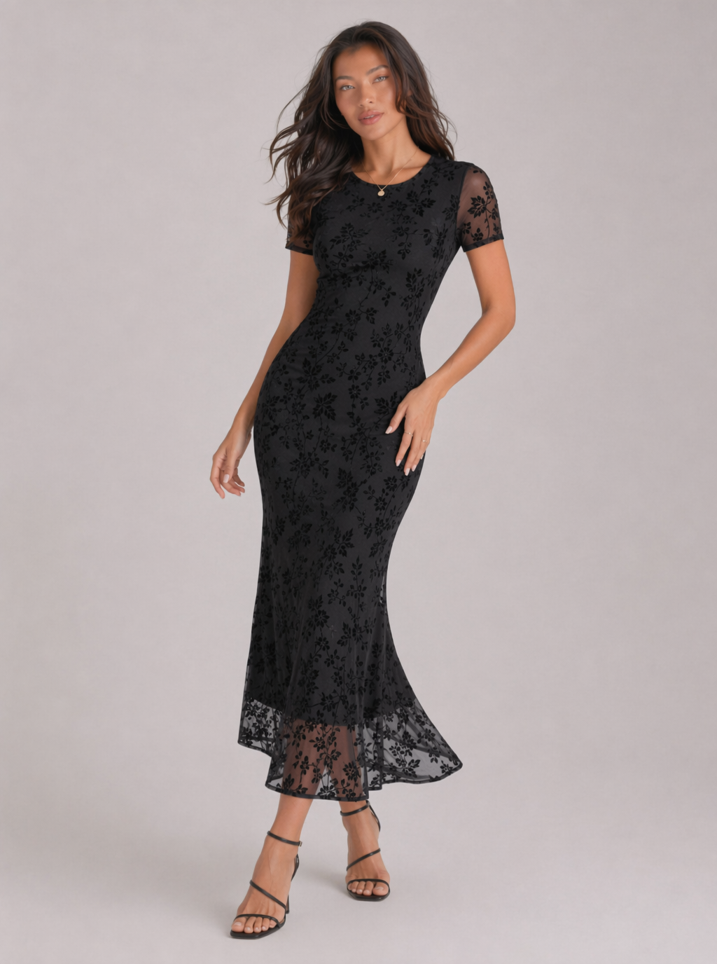 Lauren Floral Mesh Midi Dress