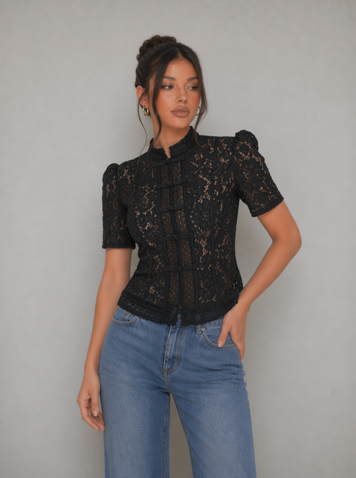 Cassandra Lace Mandarin Oberteil
