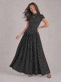 Allison Polka Dot Lace-Up Maxi Dress