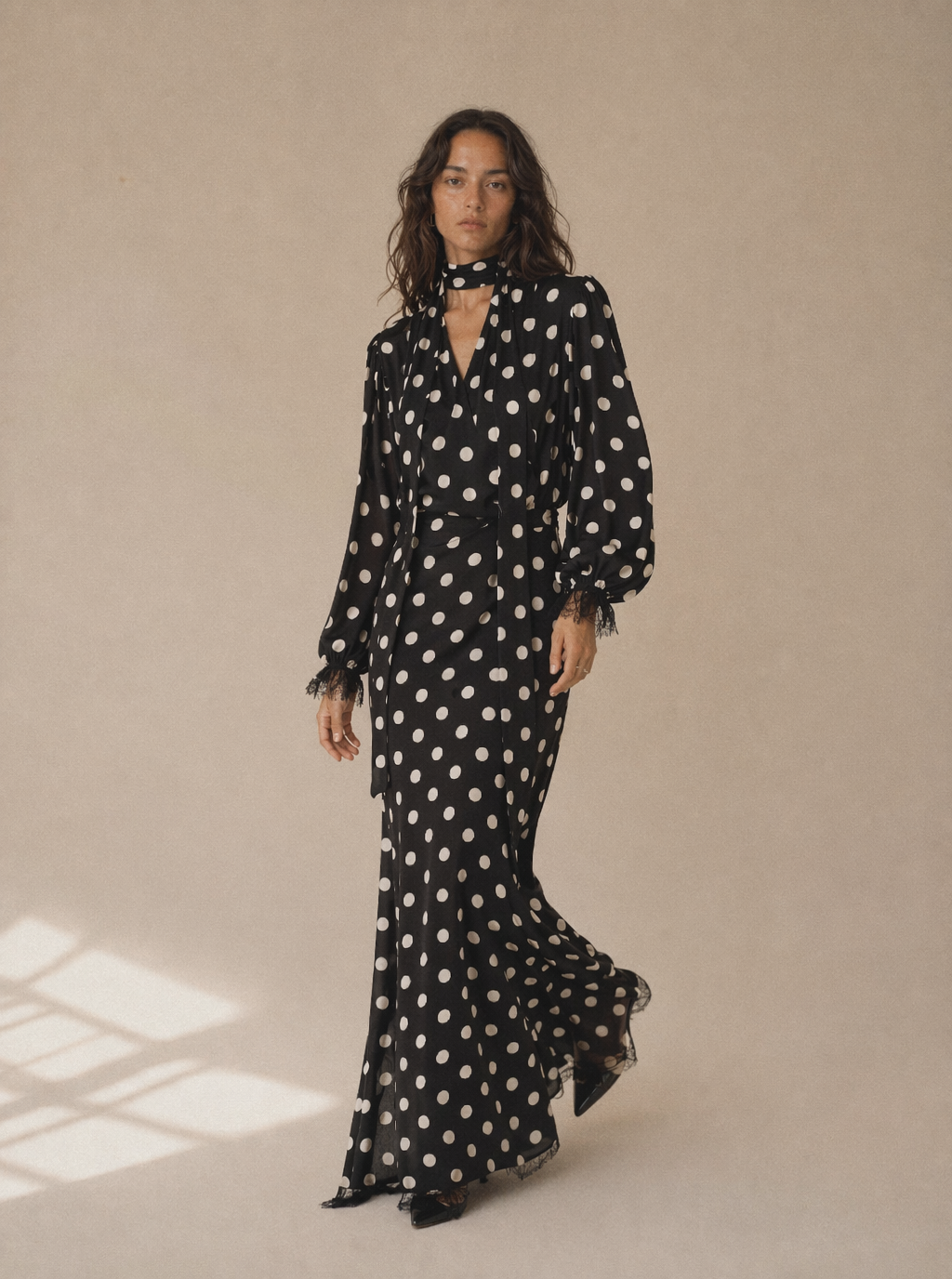 Piper Polka Dot Lace Maxi Dress