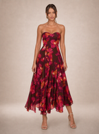Zephrina Helvianne strapless floral midi dress
