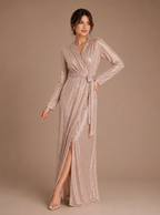 Zephrina Elowen metallic wrap maxi dress in pink