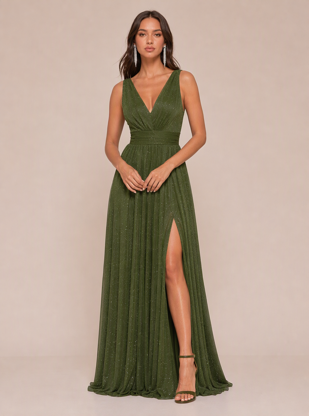 Zephrina Emiliana v-neck pleated maxi dress in navy