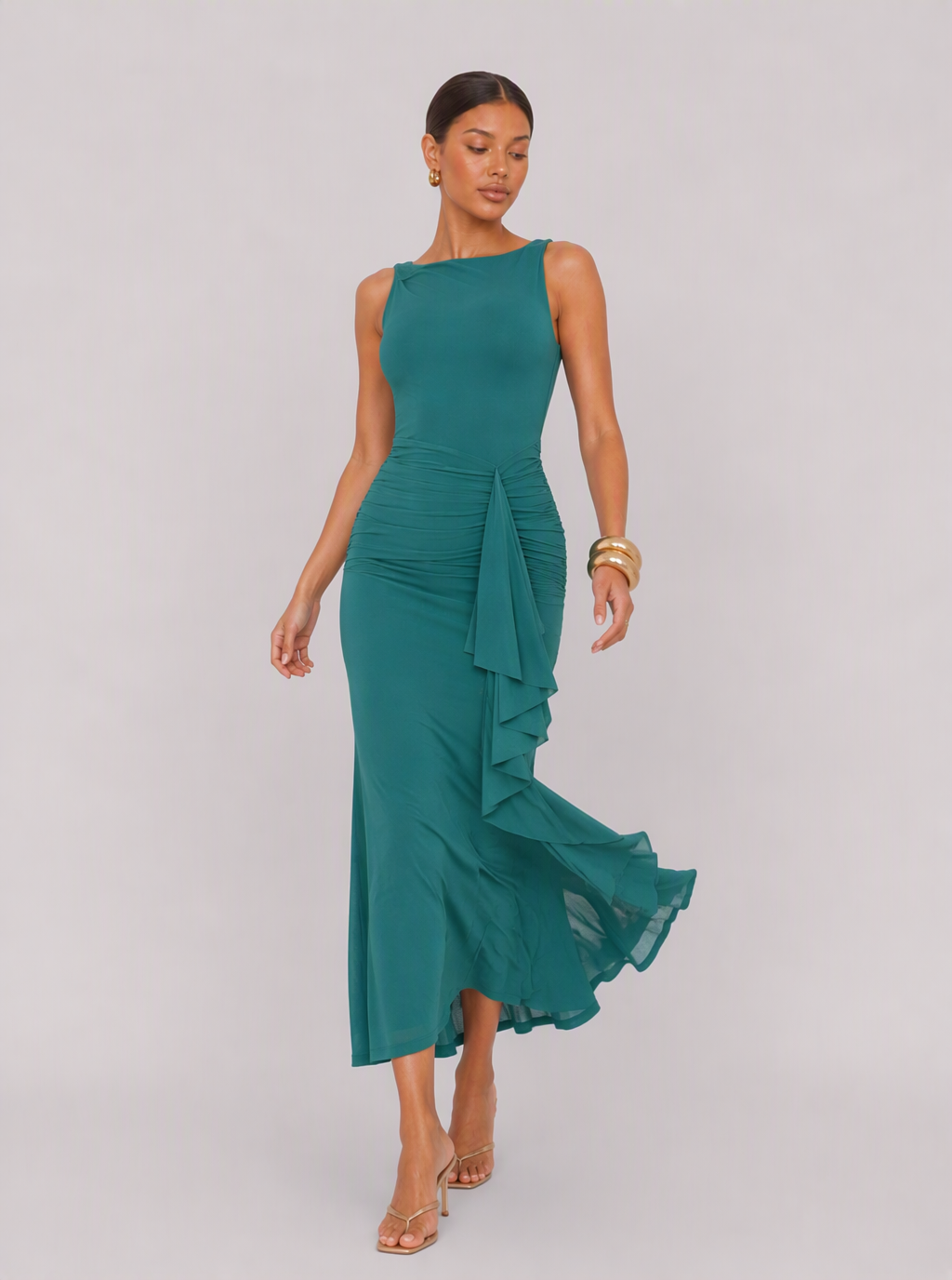Zephrina Kirelia ruched knit midi dress