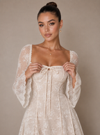 Zephrina Brietta square-neck lace mini dress
