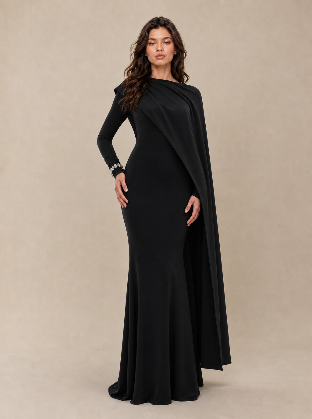 Zephrina Virelia one-shoulder draped maxi dress