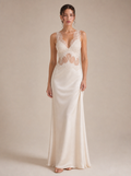 Zephrina Rhiannon lace satin maxi dress in white