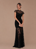 Zephrina Liorisse lace mesh maxi dress in black