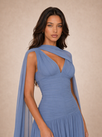 Zephrina Xylena cape chiffon maxi dress