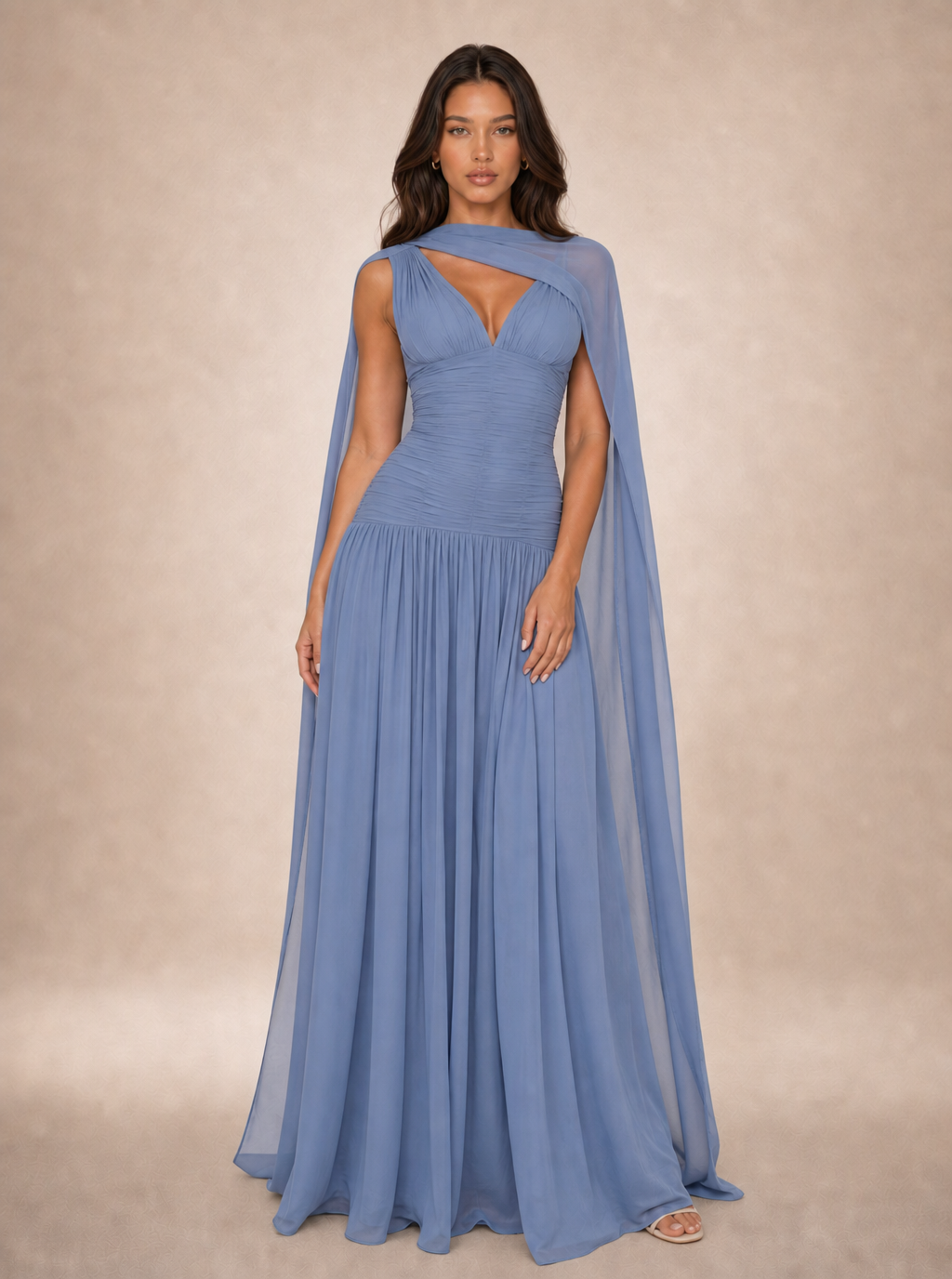 Zephrina Xylena cape chiffon maxi dress
