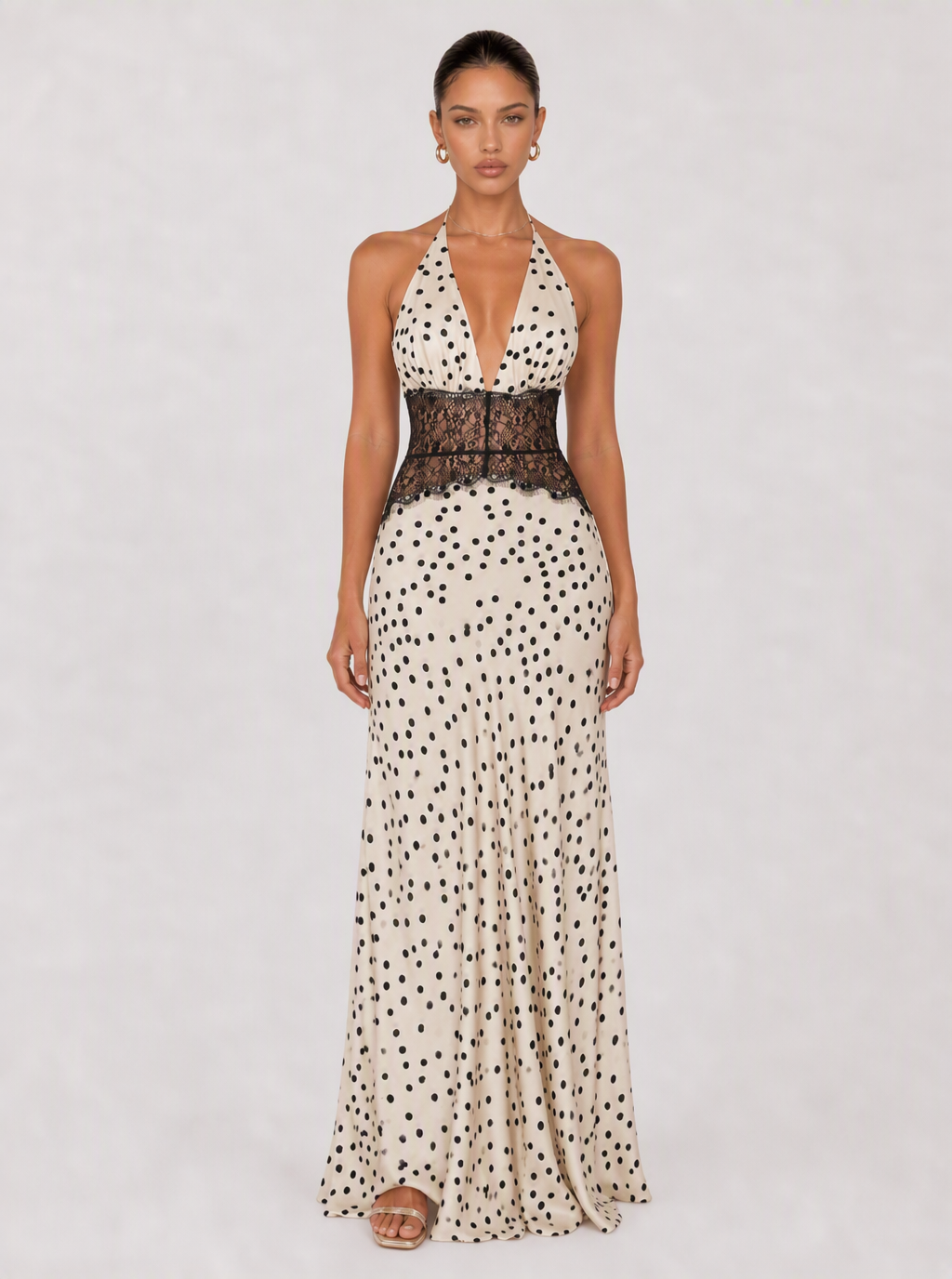 Zephrina Illyra polka dot lace maxi dress