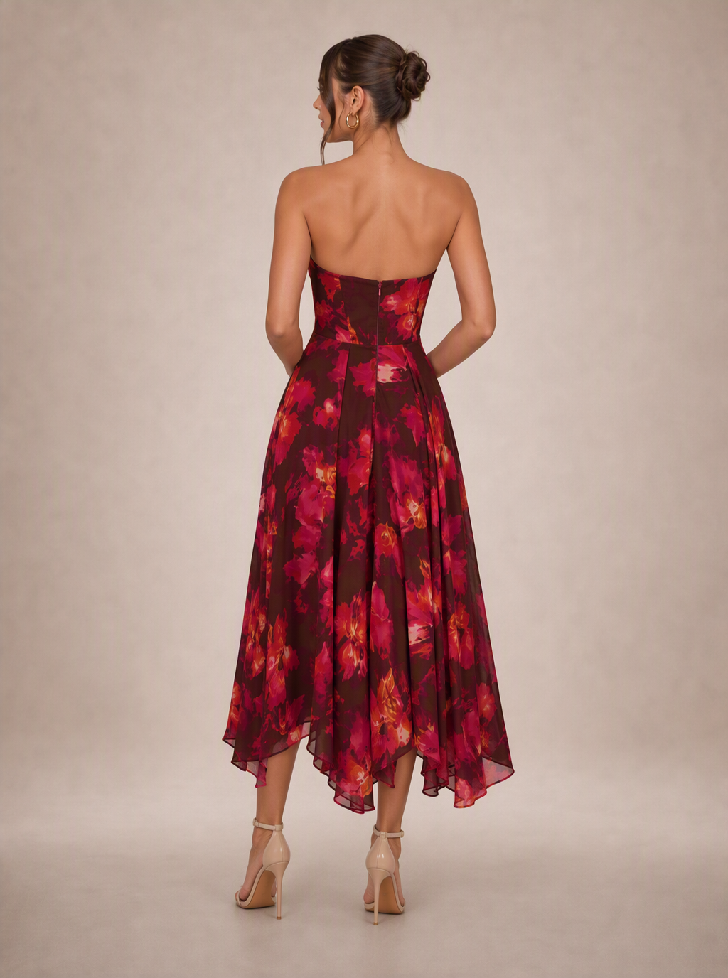 Zephrina Helvianne strapless floral midi dress