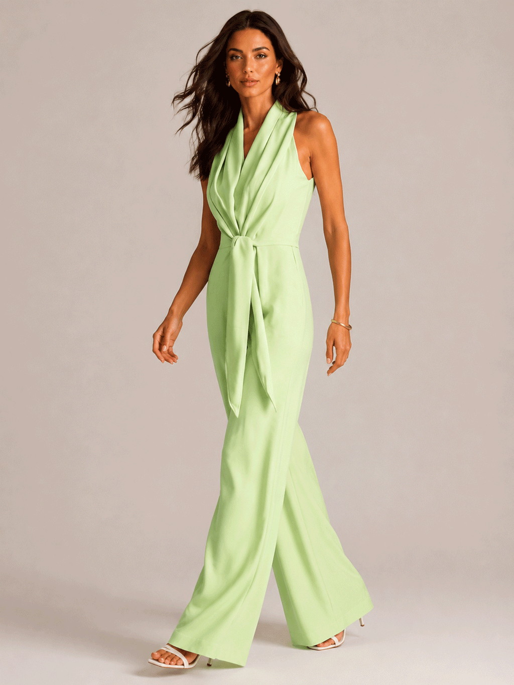 Sleeveless Tie-waist Wide-leg Jumpsuit