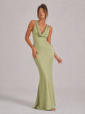 Zephrina Arlette cowl satin-look maxi dress in blue
