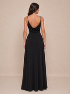 Zephrina Dorothee cowl-back chiffon slit maxi dress in black