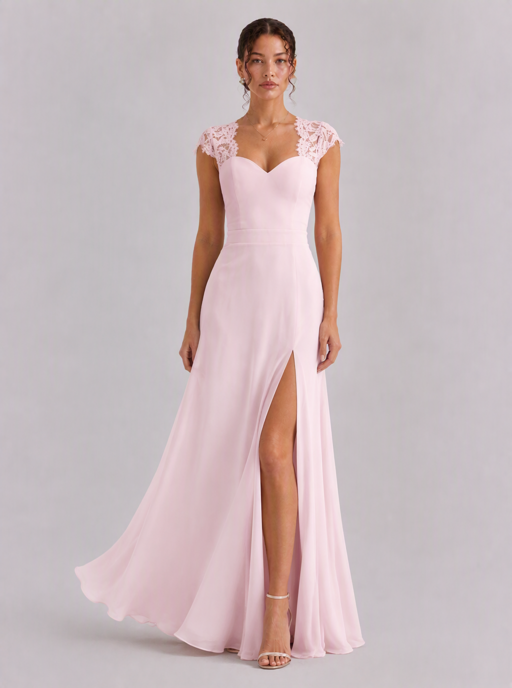 Zephrina Xaviera flutter-sleeve chiffon maxi dress