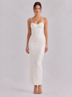 Zephrina Jessara strapless lace maxi dress in white