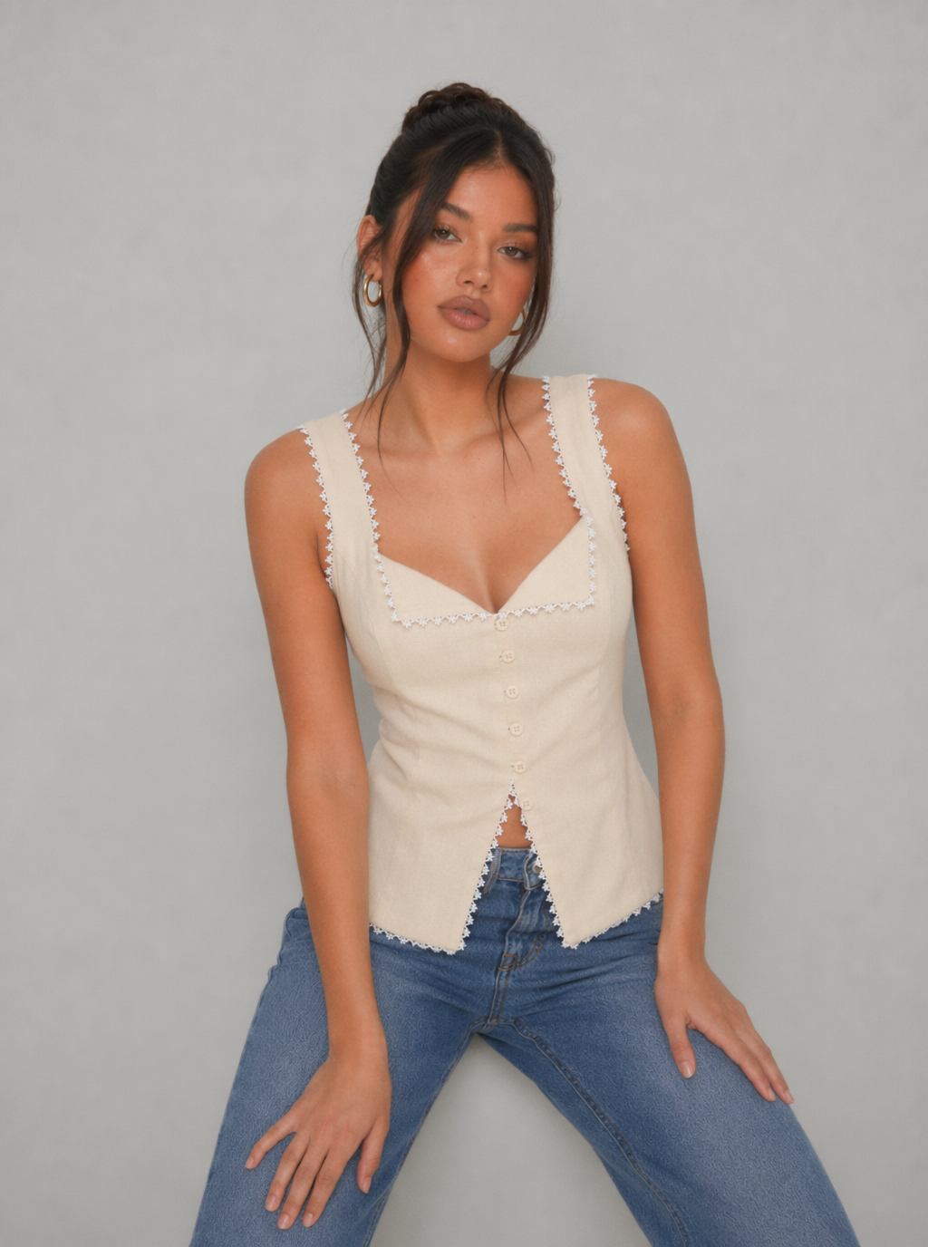 Athena Lace Trim Vest Top