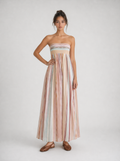 Zephrina Striped Pleated Bandeau Dress