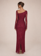 Zephrina Ismerie long-sleeve lace maxi dress in burgundy